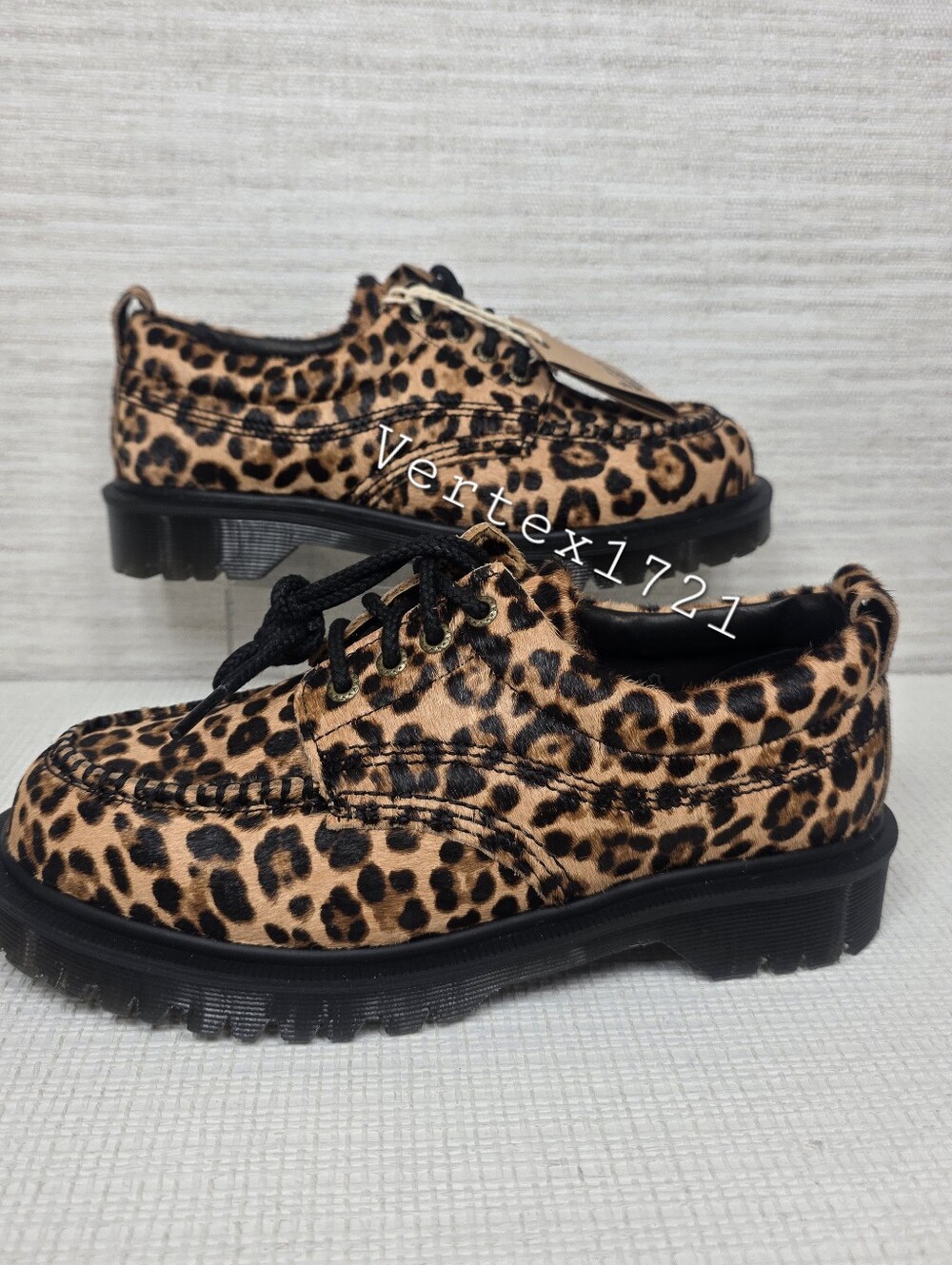 Sz W 8/ M7 Dr. Martens Lowell Leopard Print Moc Toe Shoes Brown/Black New